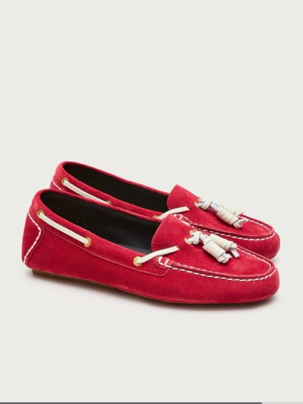 J Crew Women's Red Suede Tassel Loafers
